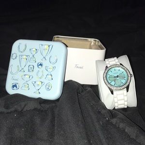 Teal women’s fossil watch